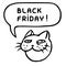 Black friday. ?ute tomcat head. Speech bubble. Vector illustration.