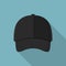 Black front baseball cap icon, flat style