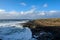 Black frozen lava and ocean in Tenerife