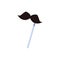 Black funny mustaches on stick carnival mask flat vector illustration isolated.