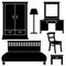 Black furniture icons, bedroom set,