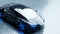 Black futuristic electric car with blue light. Concept of future. Realistic 4k animation.