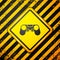 Black Gamepad icon isolated on yellow background. Game controller. Warning sign. Vector Illustration
