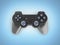 Black gamepad top view without shadow isolated on blue gradient background 3d