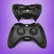 Black gamepads on gradient background 3d