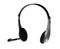 Black gaming headset, headphones with microphone isolated