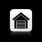 Black Garage icon isolated on black background. Silver square button. Vector