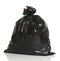 Black garbage bag over white