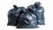 black garbage bags mockup isolated on white