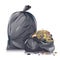 Black garbage bags with waste isolated