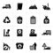 Black Garbage, cleaning and rubbish icons