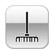 Black Garden rake icon isolated on white background. Tool for horticulture, agriculture, farming. Ground cultivator
