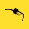 Black Gasoline pump nozzle icon isolated on yellow background. Fuel pump petrol station. Refuel service sign. Gas