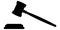 Black gavel hits stand. Auction bidding and court verdict