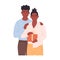 Black gay couple hugging and giving gift. Love couple with present. LGBT family. Holiday surprise. Boxing Day. Hand