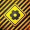 Black Gear icon isolated on yellow background. Cogwheel gear settings sign. Cog symbol. Warning sign. Vector