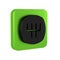 Black Gear shifter icon isolated on transparent background. Manual transmission icon. Green square button.