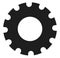 Black gearwheel, gear symbol. Maintance, repair, settings