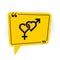 Black Gender icon isolated on white background. Symbols of men and women. Sex symbol. Yellow speech bubble symbol