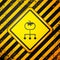 Black Genetically modified food icon isolated on yellow background. GMO fruit. Warning sign. Vector