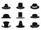 Black gentleman hat icons