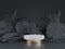 Black geometric Stone, Rock shape background, Mockup for podium display Product presentation and Dark Spa Charcoal Concept