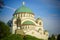 Black George statue and a saint Sava church in the back