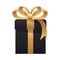 Black gift box bow on white background