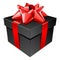 Black gift with red bow