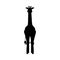 Black giraffe silhouette front view flat style, vector illustration