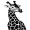 Black giraffe on a white background. Animal line art. Logo design, for use in graphics.