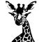 Black giraffe on a white background. Animal line art. Logo design, for use in graphics.