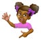 Black Girl Cartoon Child Kid Pointing Sign