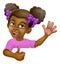 Black Girl Cartoon Child Kid Thumbs Up Sign