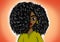 Black girl digital art illustration with big hair