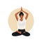 Black girl doing yoga. The woman sits in the lotus position. The concept of relaxation, harmony, appeasement. Vector