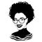 Black girl in fashionable glasses. Fancy black lady. Pretty african american woman. Vector illustration
