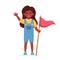 Black girl with flag. Girl scout. Camping, summer kids camp concept. Vector illustration