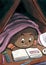 Black Girl Hiding Beneath the Blanket Reading a Picture Book