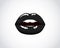 Black girl lips. Woman black mouth. Female chic velvet kiss with lipstick, gloss.Valentines, mothers day logo