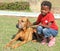 Black girl with pet