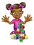 Black Girl Playing With Building Blocks