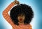 Black girl`s afro curly hair