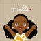 Black girl say hello illustration