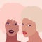 Black girls illustration. Biracial girlfriends with afro