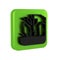 Black Glacier melting icon isolated on transparent background. Green square button.