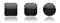 Black glass 3d buttons. Round and square icons