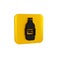 Black Glass bottle of vodka icon isolated on transparent background. Yellow square button.