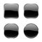 Black glass buttons. Shiny geometric 3d icons