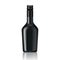 Black glass liqueur bottle with cap.